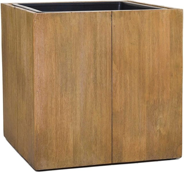 Vivanno Pflanzkübel Block aus Akazienholz in Antikbraun, quadratisch, B/T/H: 33 x 33 x 33 cm - Bild 1