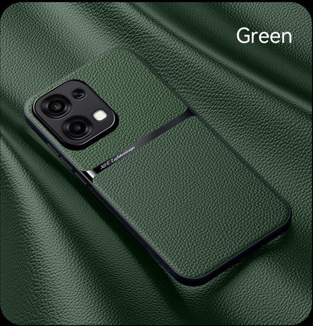 OPPO A6 5G Handyhülle mit Ledertextur und magnetischem Schutz in Schwarz - Bild 1