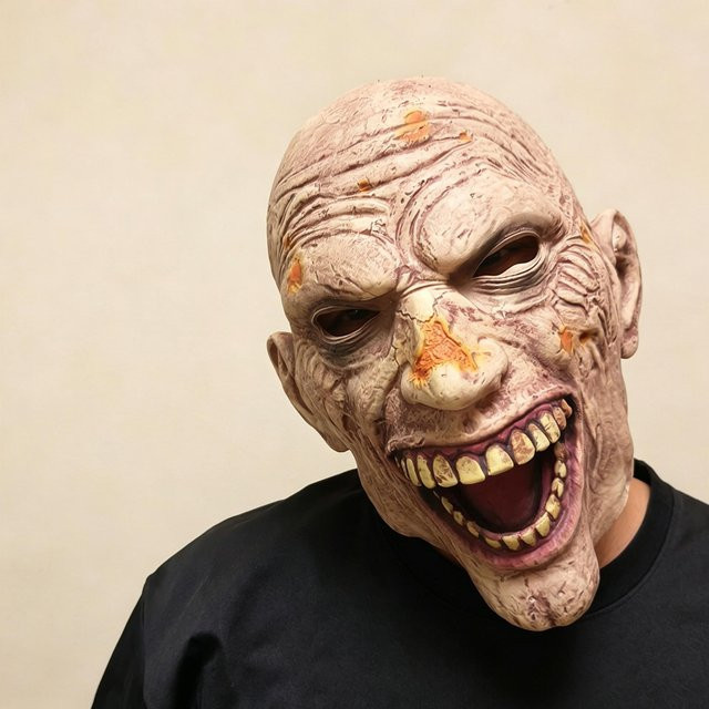 Horror Zombie Latex Maske, Beige, One size fits all adults - Bild 1
