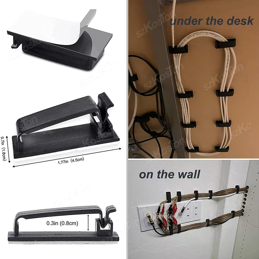 SZKOSTON 162-teiliges Kabel-Organizer Set in Schwarz mit flexiblen Kabelmanagement-Clips für Maus, Kopfhörer, TV und Büro - Bild 3