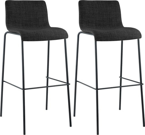 CLP Barhocker 2er Set Hover mit Lehnen, stapelbare Barstühle aus Stoff und Metall in Schwarz, Belastbarkeit bis 150 kg