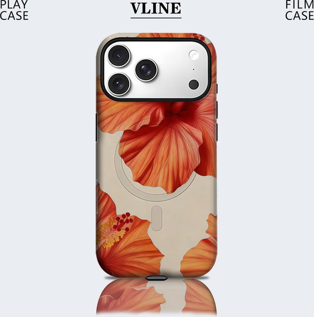 Potdemiel Handyhülle Tangerine Hibiscus Bloom für iPhone 17 16 15 14 13 Pro Max Plus, robuste Einzel- und Doppelschicht-Schutzhülle, Orange - Bild 1