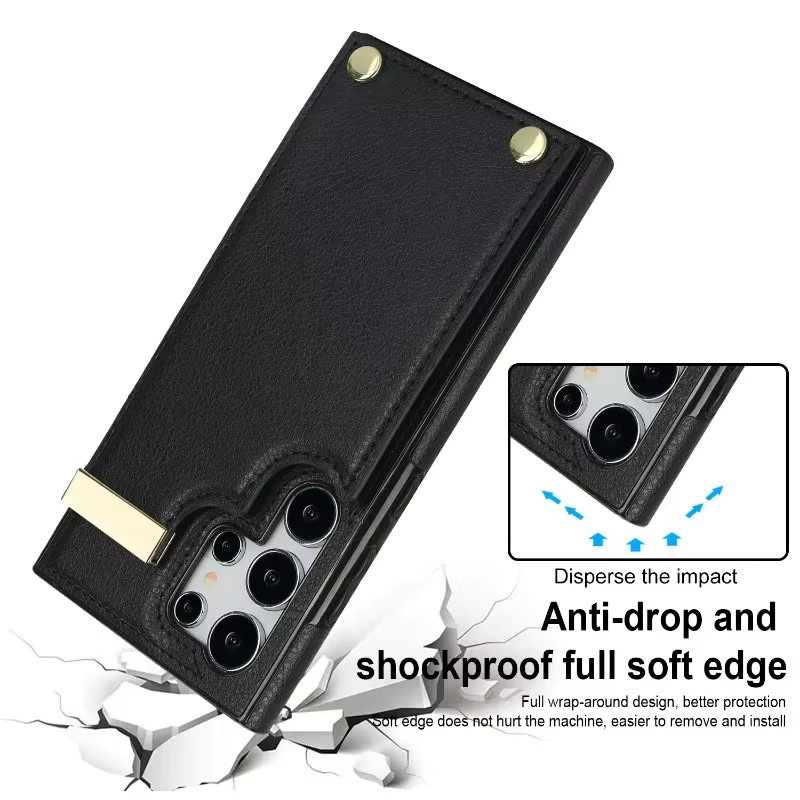 Leder Handyhülle Wallet Cover mit Kartensteckplatz für Samsung Galaxy S25 S24 S23 S22 Ultra Plus A55 A54 A35 A15 in Pink - Bild 4