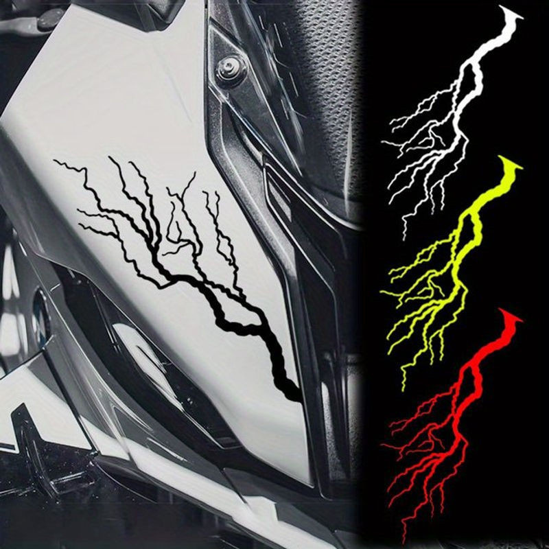 1 Paar kreative Blitz-Motorrad-Aufkleber aus Kunststoff in Schwarz und Mehrfarbig für DIY Roller, Kraftstofftank, Seitenverkleidung und Rennhelm - Bild 1