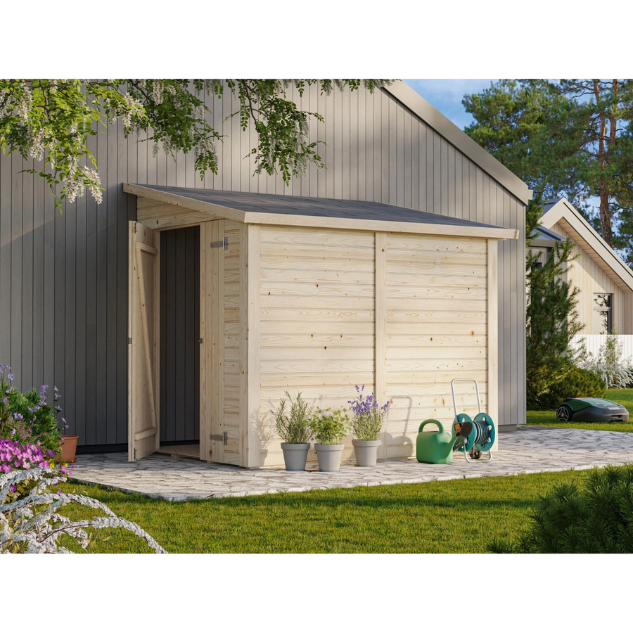 Palmako Mia Holz-Gartenhaus aus Fichte in Braun mit Pultdach und Elementbauweise B/H/T: 244 x 210 x 165 cm - Bild 2