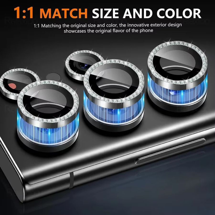 Samsung Galaxy S25 Ultra HD Diamant Kamera Schutz mit Ring und Rückseite Case in Transparent für 5G - Bild 4