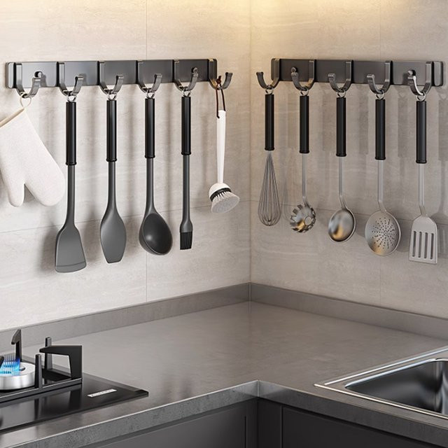YUNJIEYA Selbstklebender Wandhaken aus Metall in Grau zur Tür- und Wandmontage ohne Bohren für Schlafzimmer und Küche - Bild 1