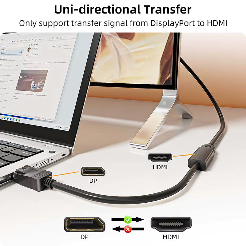HDmatters DisplayPort-zu-HDMI-Adapterkabel Full HD 1080P Konverter für PC und Monitor in Schwarz oder Weiß - Bild 2
