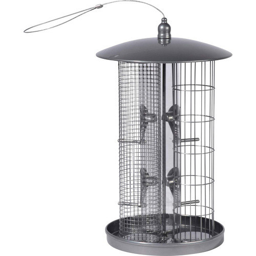 Dobbar Futterspender mit 3 Kammern aus Metall und Acrylglas in Silber zum Aufhängen - Bild 3