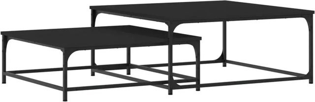 vidaXL Satztische 2er Set Modell 4 in Schwarz, modernes Design aus Holzwerkstoff und Eisen, quadratisch und matt - Bild 1