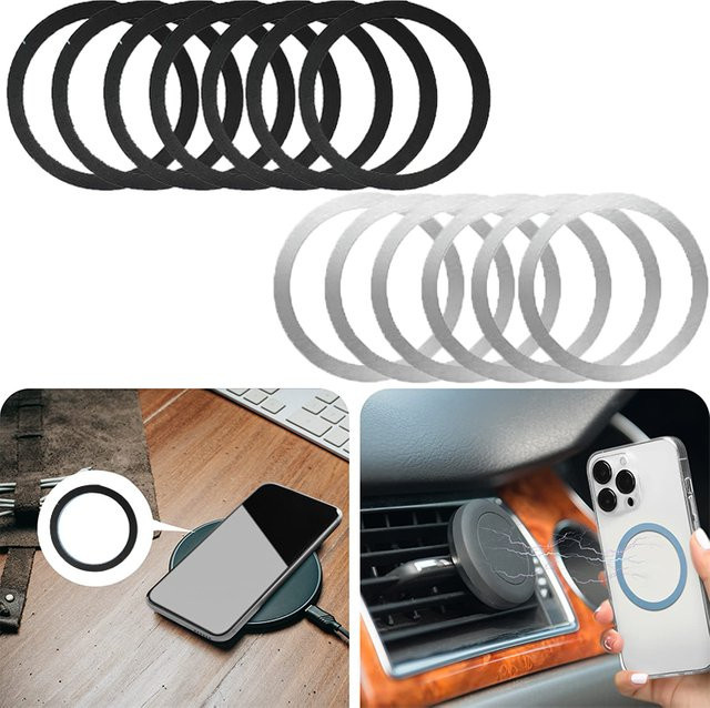 Magnetische Metallringe für MagSafe kabelloses Ladegerät und Autotelefonhalter, Silber, 6/12 Stück - Bild 1