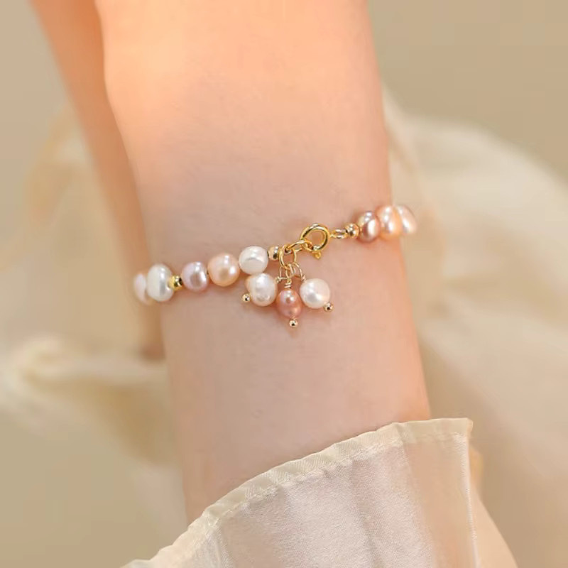 Minar Armband, barocke Süßwasserperlen, Weiß, Rosa, Lila, Damen - Bild 2