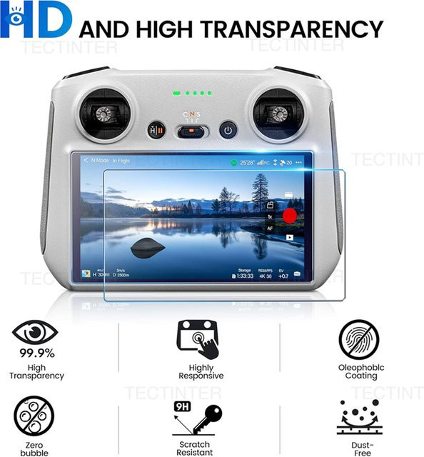 DJI Bildschirmschutz aus gehärtetem Glas für DJI Mini 4 Pro und Mini 5 Pro RC 2 Fernbedienung, transparent - Bild 1