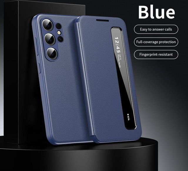 Samsung Galaxy Z Fold 7 Business Leder Smart Flip Cover Schutzhülle in Blau - Bild 1