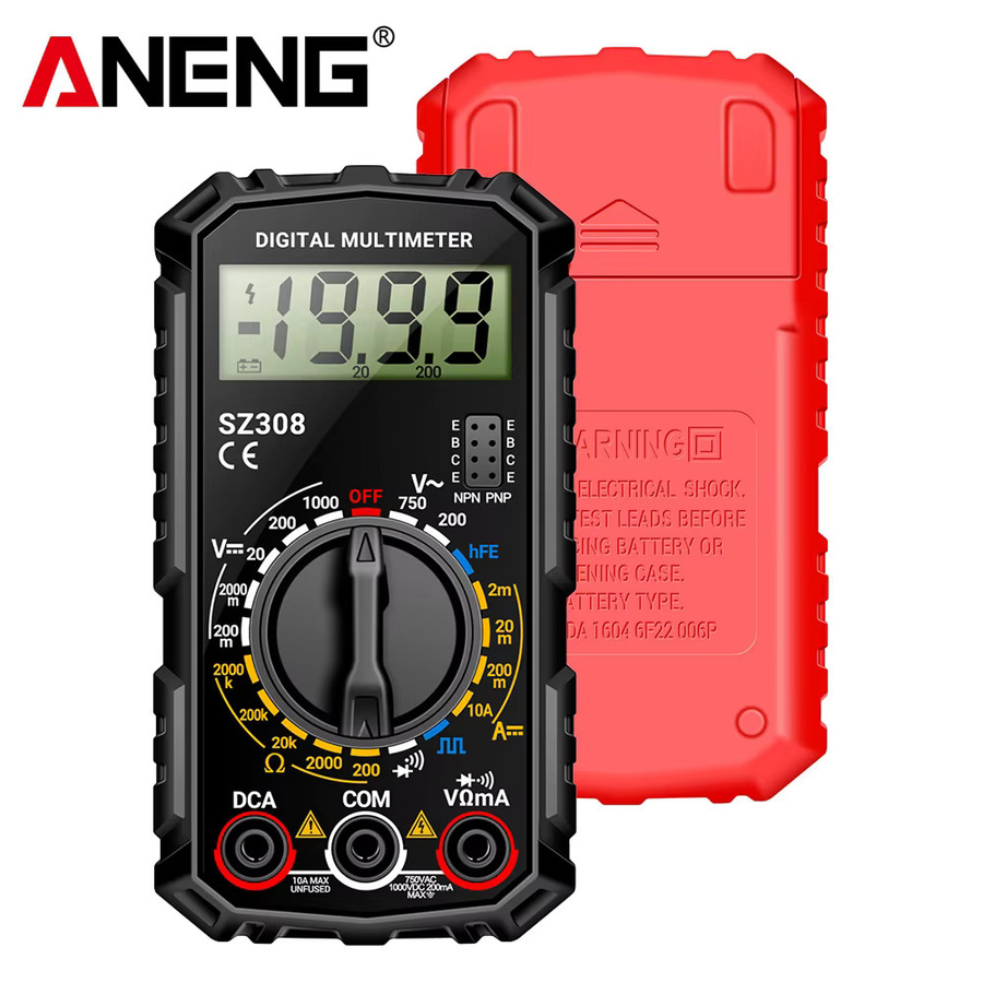Digitales Multimeter ANENG SZ308 in Schwarz zur Messung von AC/DC Strom, Spannung und Widerstand mit LCD-Hintergrundbeleuchtung und Rechteckwellen-Testfunktion - Bild 6