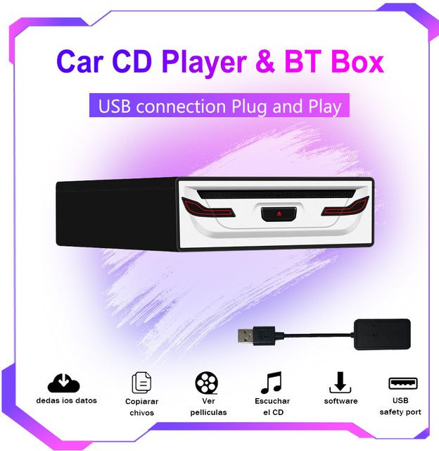 Icreative Externer USB 2.0 CD/DVD-Player mit USB-A Anschluss für Auto, Laptop, Mac und Computer - Bild 1