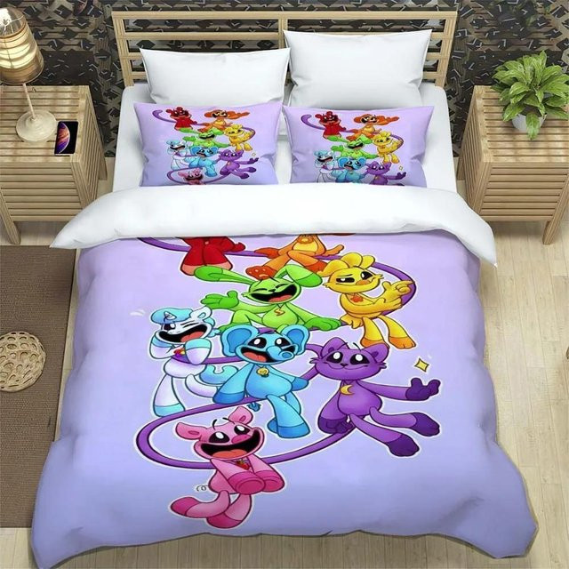 Bettwäscheset mit Anime-Tierprint Catnap und Dogday von Binchi Outdoor Product in Lila, bestehend aus Bettbezug und Kissenbezug, B/H: 210 x 210 cm - Bild 1