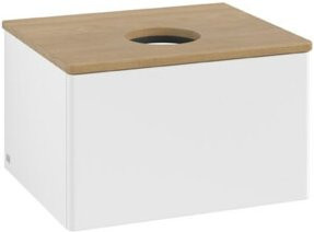 V&B Waschtischunterschrank Antao ohne Frontstruktur in Eiche Honig und Weiß lackiert, B/T/H: 60 x 36 x 50 cm - Bild 1