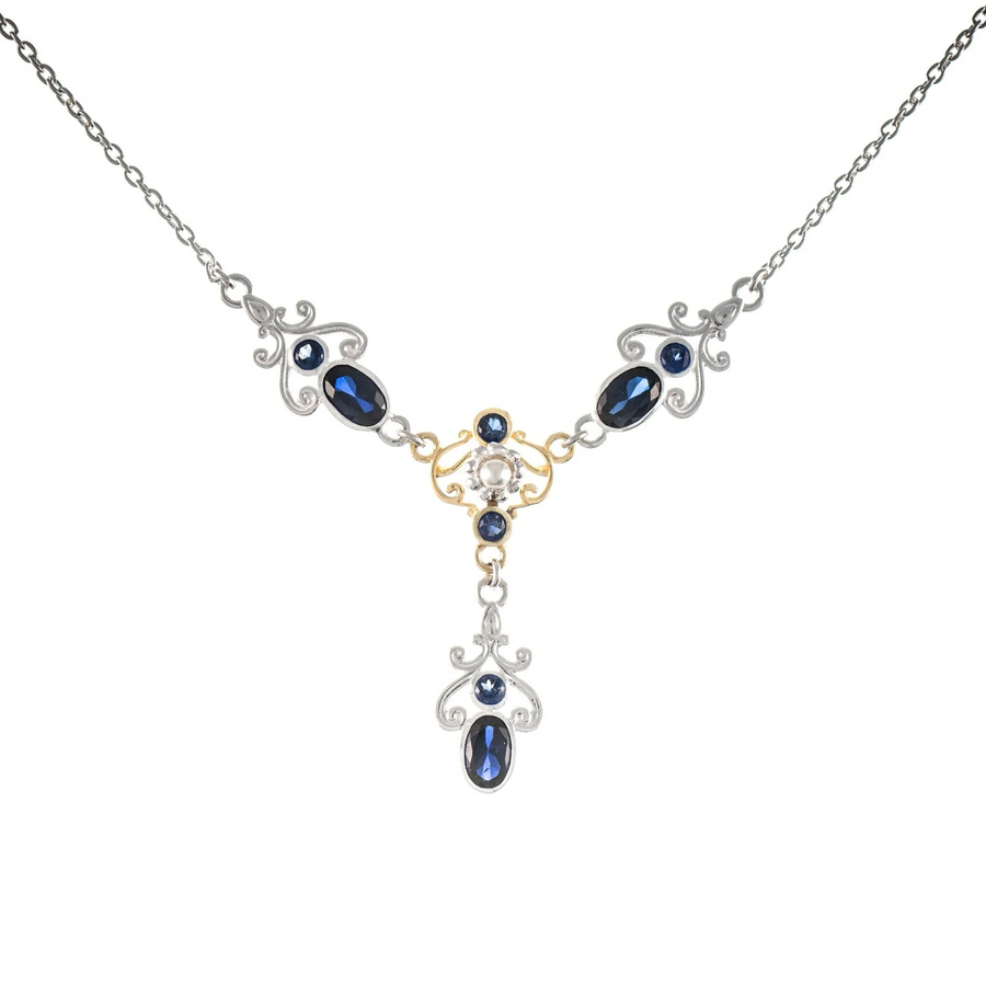 Collier 925 Silber, teilvergoldet, Zirkonia, Perle - Bild 1