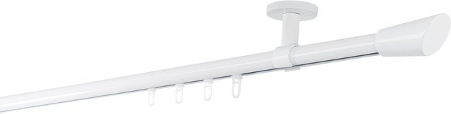 Ondeco Gardinenstange auf Maß Weiß mit Deckenträger und Gleiter, Innenlauf 20mm, 1-lauf, Länge: 350 cm - Bild 1