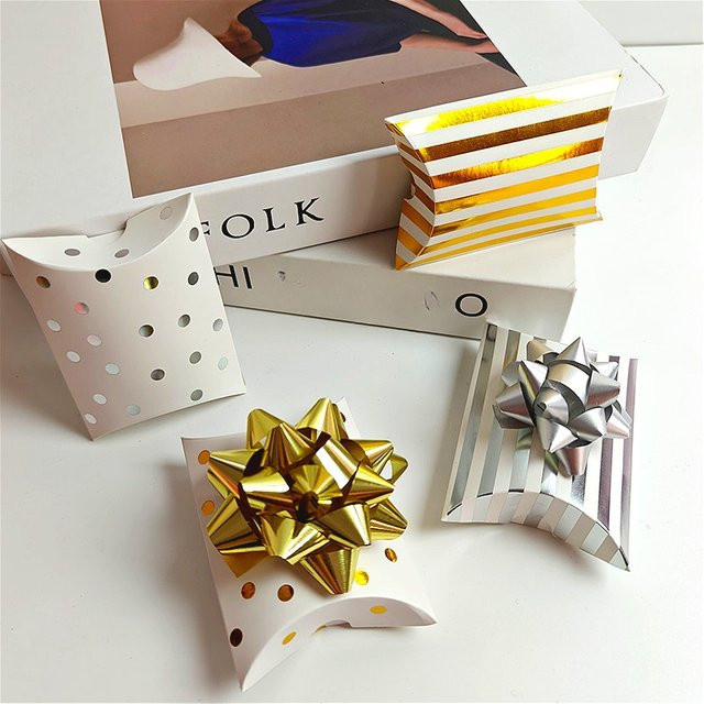 50 Stück Schmuckboxen in Kissenform aus Kraftpapier in Gold für Geschenke und DIY-Verpackungen - Bild 1