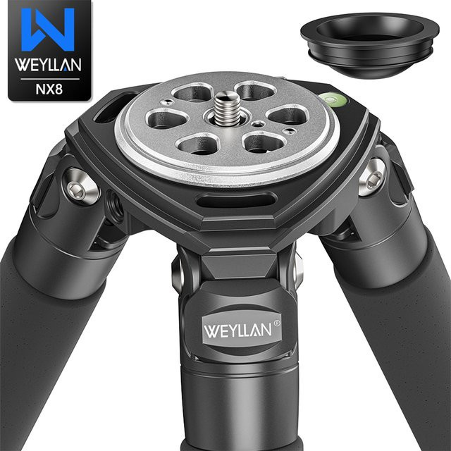 WEYLLAN Professionelles Kohlefaser-Stativ NX8 in Schwarz mit 36 mm Rohr und 35 kg Traglast für Kamerahalterungen und Vogelbeobachtung - Bild 1
