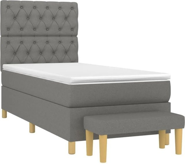 vidaXL Boxspringbett mit Matratze Hybrid-Design in Dunkelgrau, B/T/H: 80 x 200 x 128 cm - Bild 1