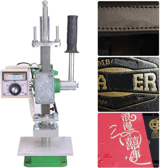 Aimo Heißfolienprägemaschine in Grün aus Metall für Lederhandwerk mit manuellem Wärmepressen und EU-Stecker - Bild 1