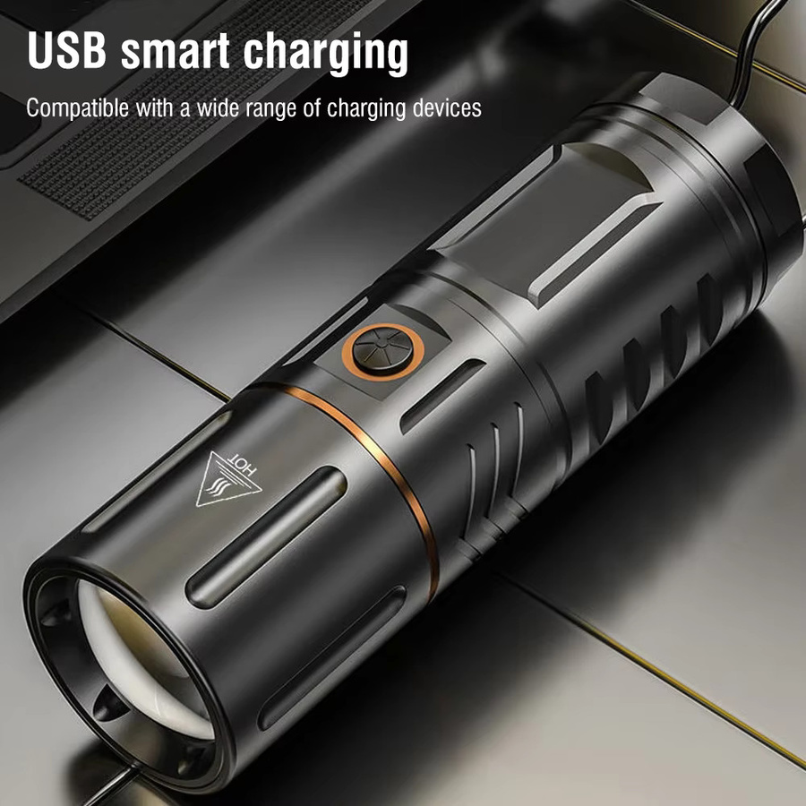 BORUiT LED Zoom Taschenlampe mit 3000LM und 500M Long Throw, schwarz, IPX5 wasserdicht, wiederaufladbar via Typ-C mit Power Bank Funktion für Camping und Jagd - Bild 6