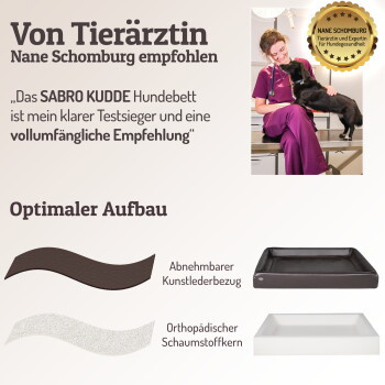 SABRO Hundebett KUDDE aus Kunstleder in Dunkelbraun mit orthopädischem Schaumstoff und erhöhtem Rand, B/T: 150 x 150 cm - Bild 3