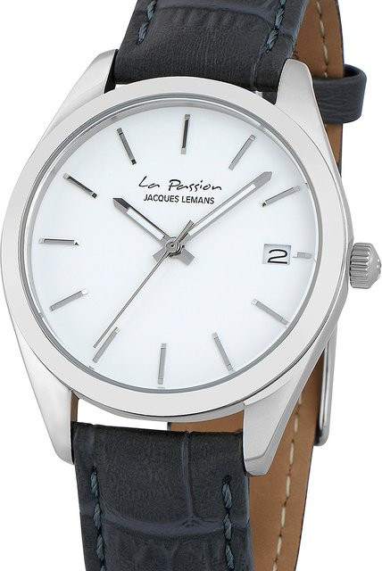 Jacques Lemans Damenuhr, Quarz, Edelstahl, Leder, 34 mm, 10 ATM - Bild 1