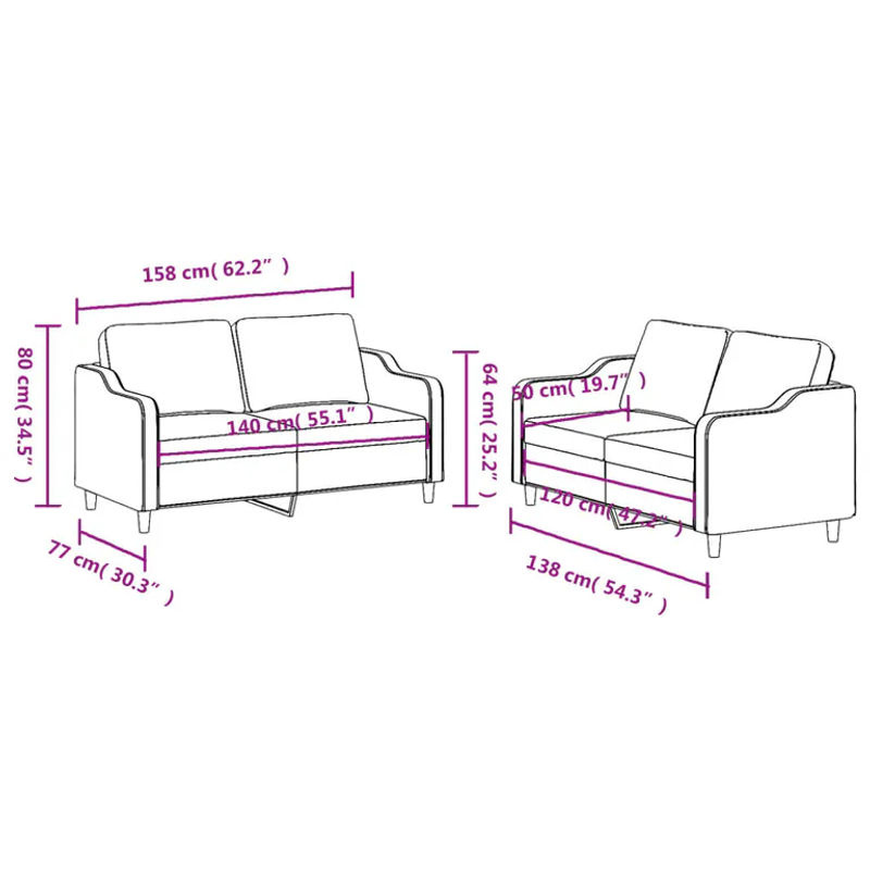 Vidaxl 2-teiliges Lounge-Set aus Stoff in Anthrazit und Grau im modernen Design - Bild 2