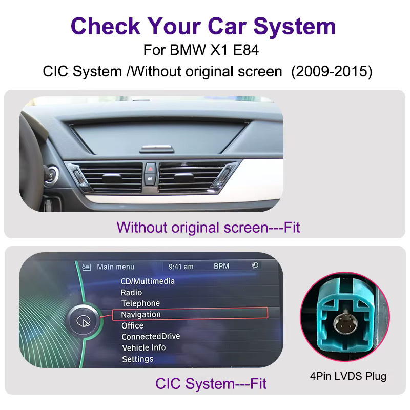 AUTOTOP 12,8 Zoll Android Auto und Apple CarPlay Display für BMW X1 E84 CIC-System 2009-2015 in Schwarz - Bild 2