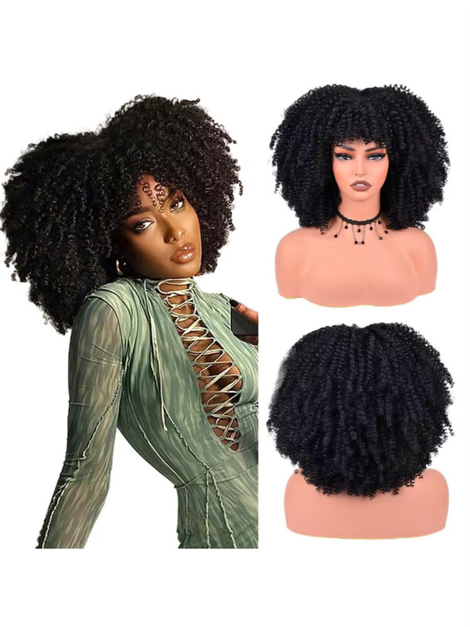 Suri Hair Afro-Perücke, schwarz, lockig mit Pony, Damen - Bild 7