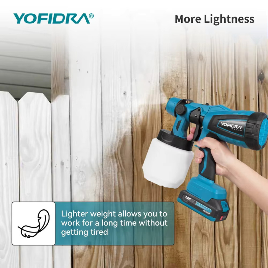 YOFIDRA Kabellose elektrische Spritzpistole mit 55.000 U/min, Airbrush-Werkzeug für Makita 18 V Akku-Pin, 1000 ml - Bild 3