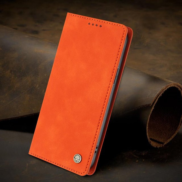 Luxus Leder Wallet Handyhülle für Google Pixel 10 9 Pro XL 8 7 6 Pro Flip Book Case in Orange - Bild 1