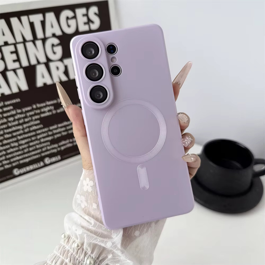 Magnetische Metall-Lack Handyhülle mit Objektivschutz für Samsung Galaxy S26 Ultra S25 S24 S23 S22 S21 Plus Farbe: Rot - Bild 3