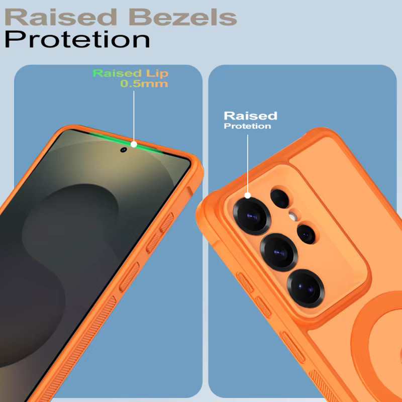 Magnetische Handyhülle für Samsung Galaxy S26 S24 S23 Ultra Plus FE mit MagSafe und Anti-Sturz-Schutz, Orange - Bild 4