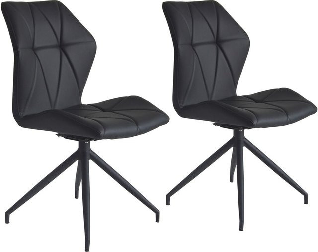 byLIVING Esszimmerstuhl IMKE 2er-Set, Kunstleder Schwarz, Metallgestell Schwarz, B/H/T: 52 x 90,5 x 62 cm - Bild 1