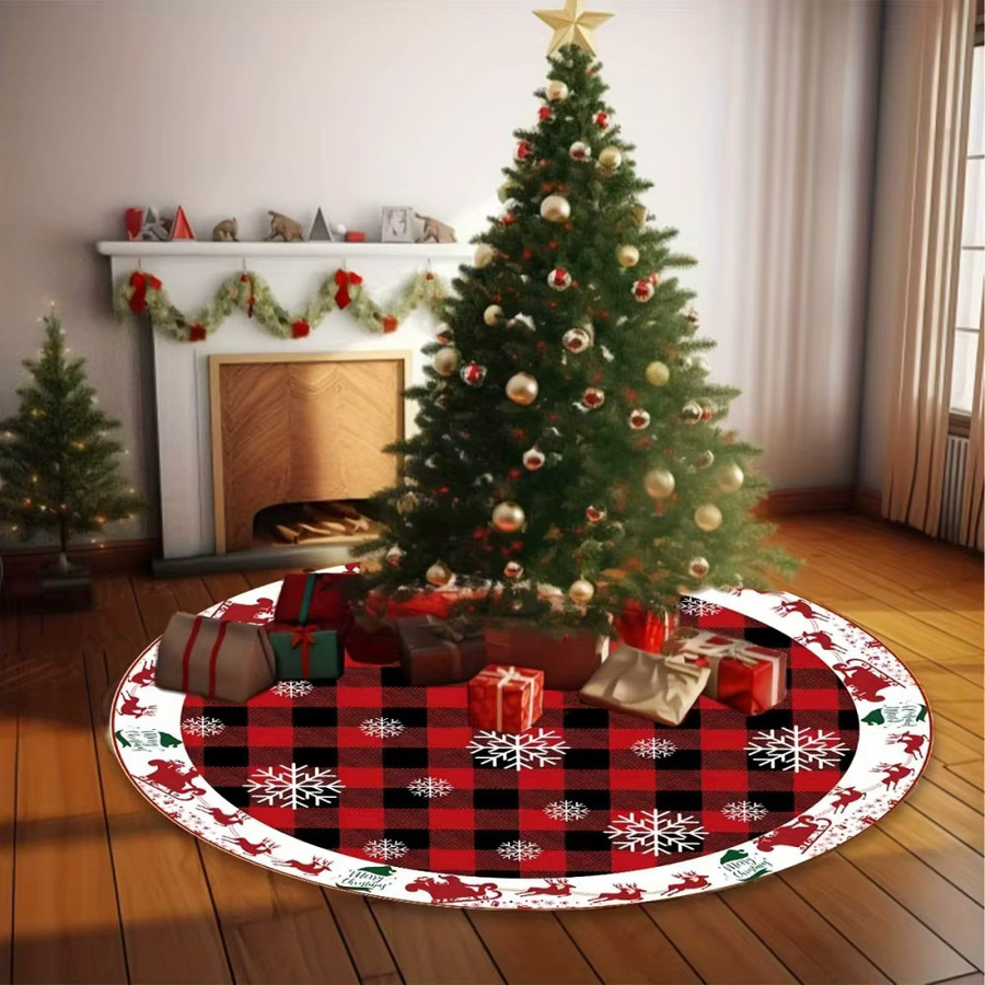 VIKAMA Weihnachtsbaumrock im rustikalen Bauernhausstil, rot kariert, Textil - Bild 3