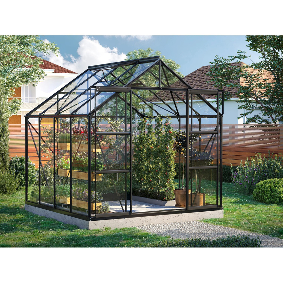 Vitavia Gewächshaus Uranus 6700 in Schwarz mit ESG-Sicherheitsglas und Doppelschiebetür, B: 257 cm, T: 258 cm, H: 248 cm - Bild 2