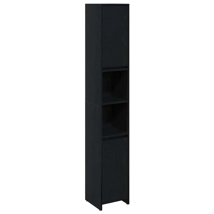 vidaXL Badezimmerschrank in Schwarz und Eichen-Optik, moderner freistehender Schrank für dein Bad, B/T/H: 30 x 30 x 183,5 cm - Bild 2