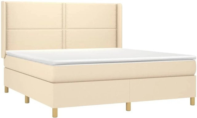 vidaXL Boxspringbett mit Matratze und LED-Beleuchtung in Beige, B/T/H: 180 x 200 x 118 cm - Bild 1