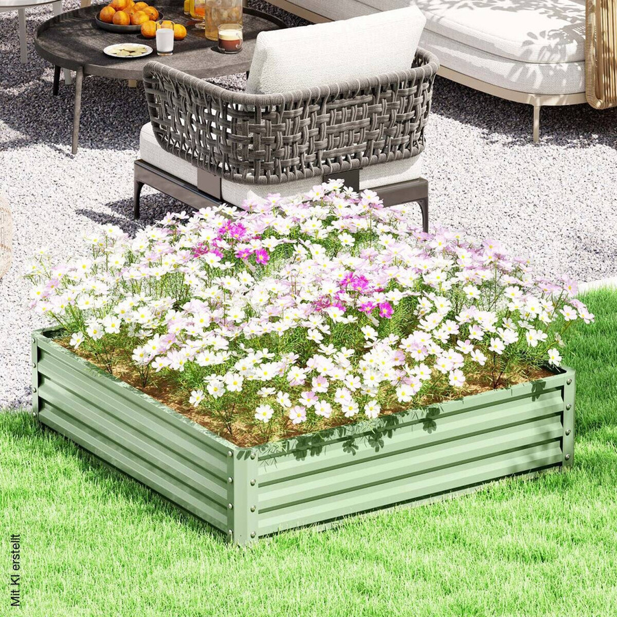 Outsunny Hochbeet aus verzinktem Stahl in Grün, B/H/L: 120 x 30 x 120 cm - Bild 3