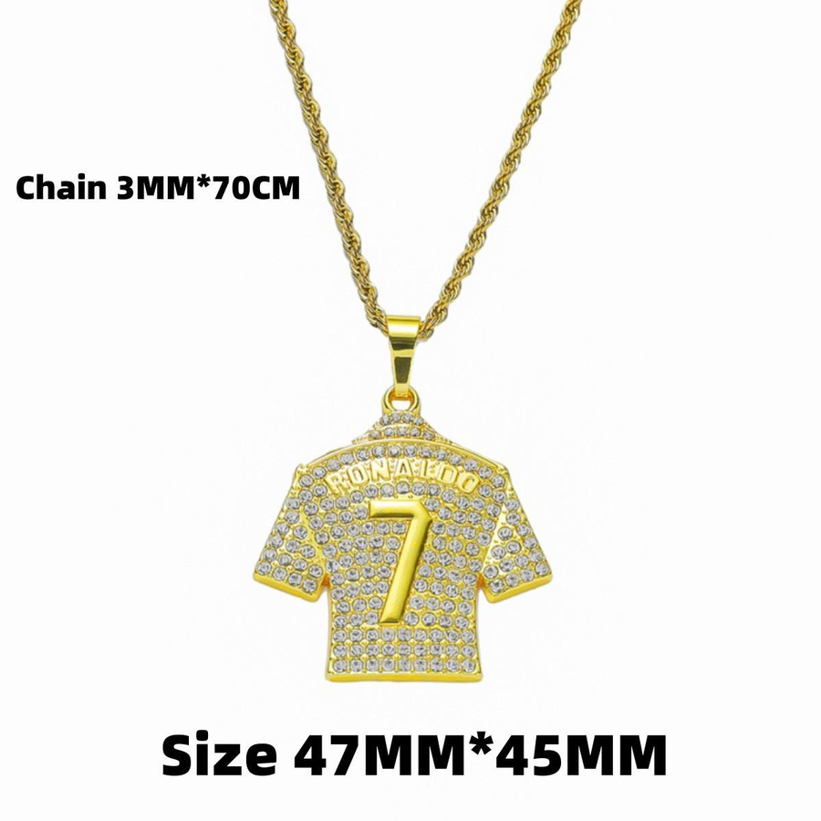 HNSP Halskette Cristiano Ronaldo CR 7 Trikot, Kupfer, Zirkonia, Gold, Herren - Bild 1