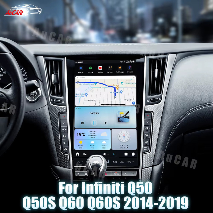 AuCar Mark7 T-Style Android Head Unit Radio für Infiniti Q50 Q50S Q60 Q60S 2014-2019 mit GPS und 13,6 Zoll Display in Schwarz - Bild 5