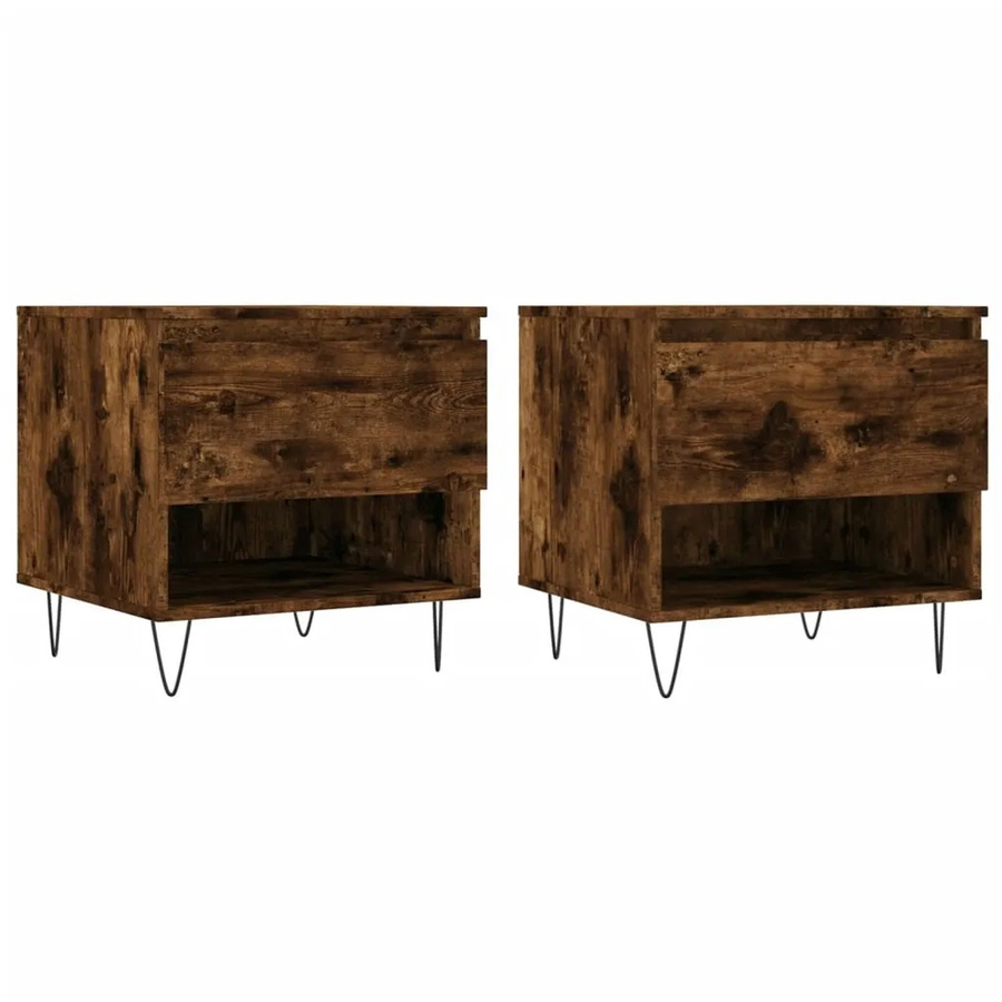 vidaXL Couchtisch Set aus 2 Stück in Räuchereiche, modernes Design für dein Wohnzimmer, B/T/H: 50 x 46 x 50 cm - Bild 2