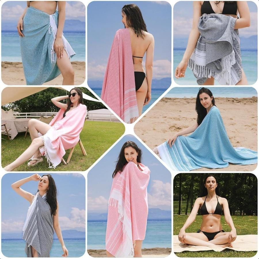 6er-Pack Trend CCC Türkische Strandtücher aus 100% Baumwolle, sandfrei und schnelltrocknend, Multicolour, Breite: 74 cm, Tiefe: 38 cm - Bild 3