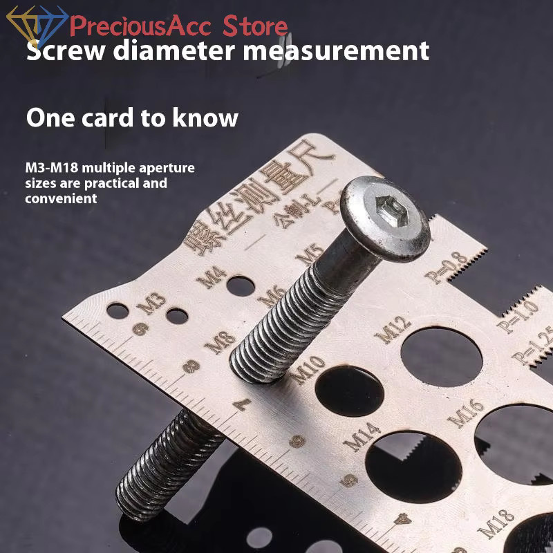 ZLinKJ Pitch Gauge Lineal zur Messung von metrischen Gewinden für Schrauben, Bolzen und Muttern in Silber - Bild 3