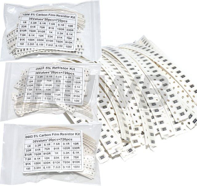 720 Stück SMD-Widerstands-Kit mit 36 Werten für 0603 0805 1206 Bauformen, Elektronisches Widerstands-Set von IRUWB, 1R-10M - Bild 1